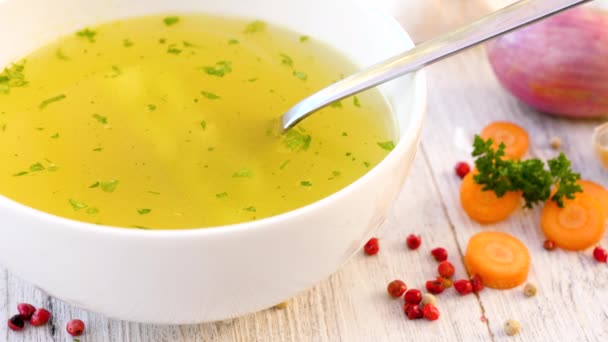 Sopa Legumes Caldo Tigela — Vídeo de Stock