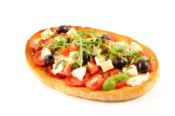 Broodje Met Tomaat Mozzarella Basilicum Bruschetta — Stockfoto