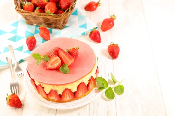 Fraisier Bolo Morango Com Creme — Fotografia de Stock