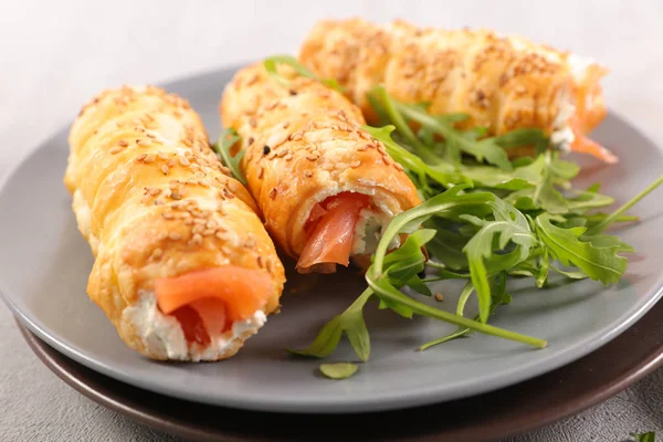 Pastry Filling Salmon Cheese Cream — Stock Photo, Image
