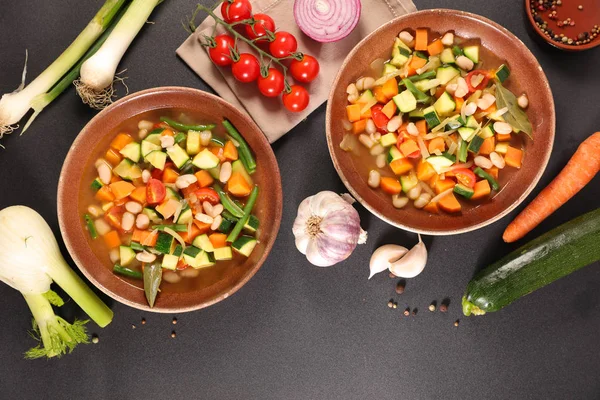 Blandad Grönsak Och Borst Minestron — Stockfoto