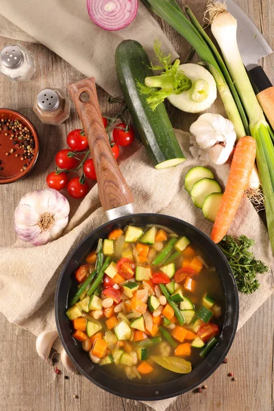 Blandad Grönsak Och Borst Minestron — Stockfoto