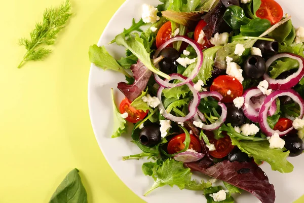 Vegetable Salad Cheese Tomato Onion — Stock Photo, Image