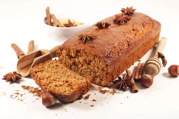 Gingerbread Cake Cinnamon Isolated White Background — Stock Photo, Image