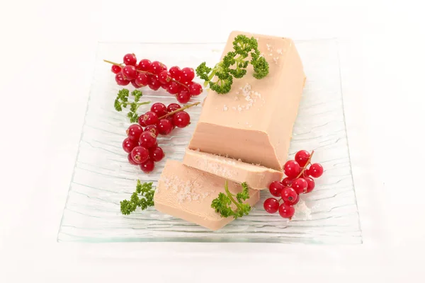 Foie Gras Red Currant Isolated White Background — Stock Photo, Image