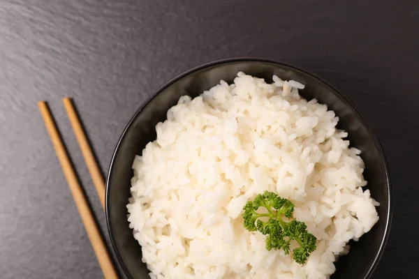 Mísu Vařené Rýže Hůlky — Stock fotografie