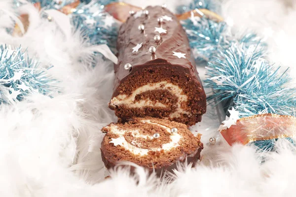 Christmas Yule Log Decoration — ストック写真