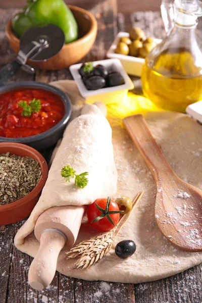 Ingredient Pentru Gătit Pizza Italiană — Fotografie, imagine de stoc