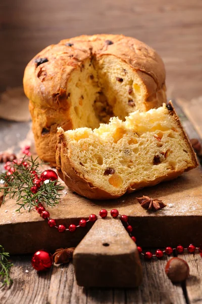 Panettone Bolo Natal Decoração — Fotografia de Stock