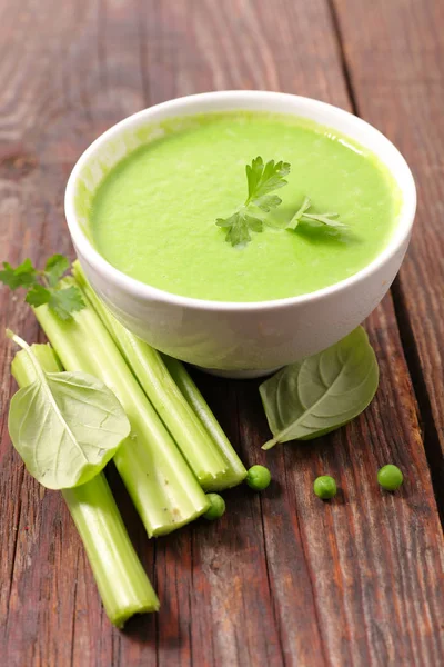 Зеленый Овощной Суп Сельдерей Гороховый Суп — стоковое фото