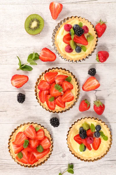 Lemon Pie Strawberry Top View — Stock Photo, Image