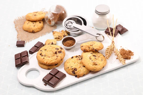 Chocoladekoekjes Met Ingrediënten Chocoladekoekje — Stockfoto