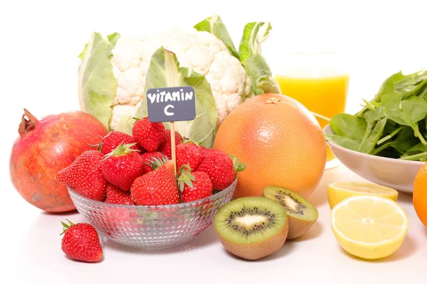 Auswahl Von Lebensmitteln Mit Hohem Vitamin Gehalt — Stockfoto
