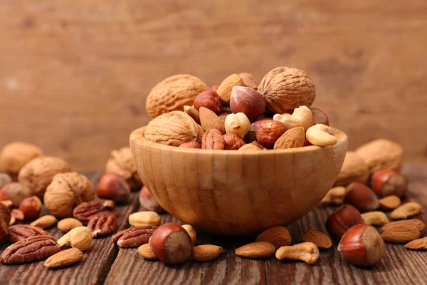 Bowl Assorted Nuts Fruits — Stock Photo, Image