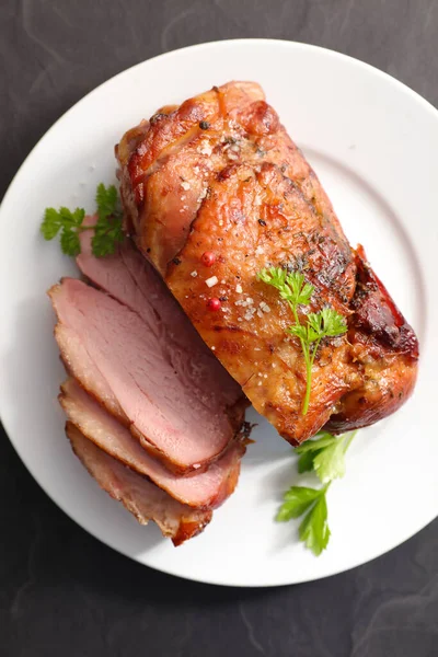 Gebackene Schweinefleischscheiben Teller — Stockfoto