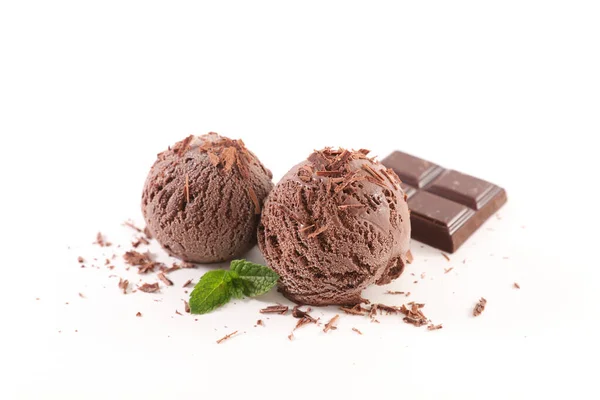 Helado Chocolate Cucharada Blanco — Foto de Stock