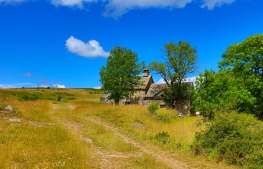 Tipik Mejean Causse çiftlik evi, Lozere in France, Cevennes