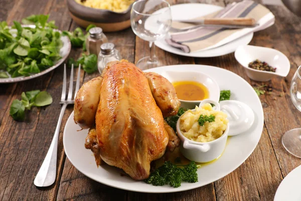 Chiken Aves Capoeira Com Puré Batata Molho — Fotografia de Stock