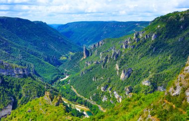 Fransa 'daki Gorges du Tarn, Lozere- Aveyron manzarası
