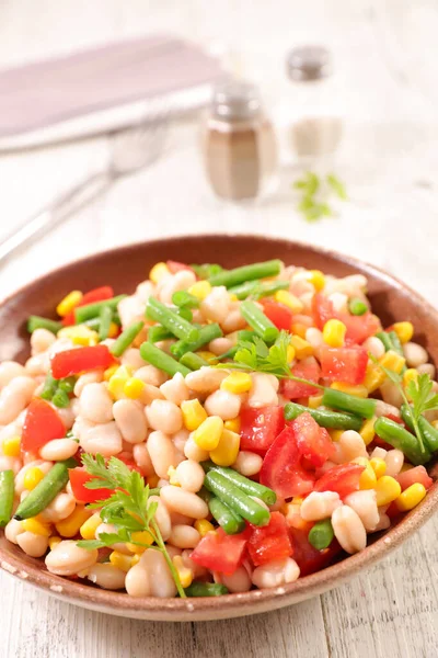 White Bean Tomato Corn Green Bean Salad — Stock Photo, Image