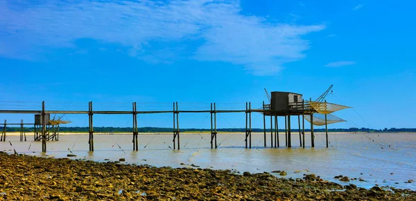 Cabana Pesca Madeira Uma Passarela Elevada Charente Maritime — Fotografia de Stock