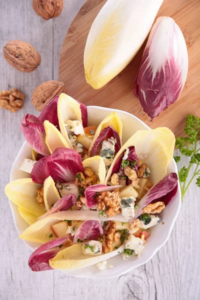 Chicory Salad Blue Cheese Walnut — Stock Photo, Image