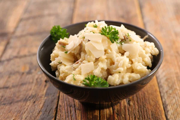 Bowl Risotto Mushroom Parmesan — Stock Photo, Image