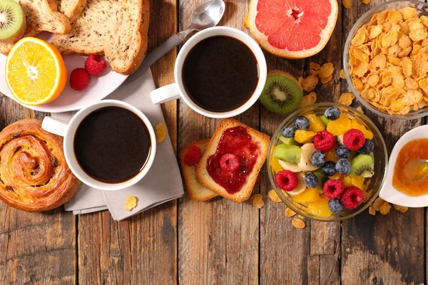 Cornflake Fresh Fruit Bread Coffee Cup — Stock Photo, Image