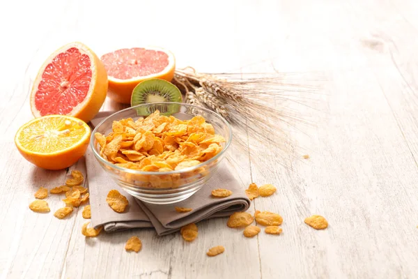 Bowl Cornflakes Fresh Citrus Fruits — Stock Photo, Image