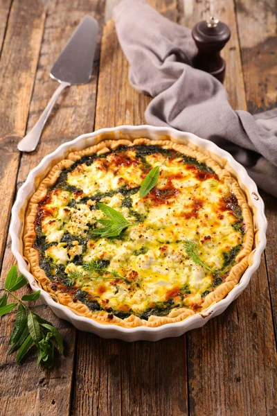 Spinach Feta Cheese Quiche — Stock Photo, Image