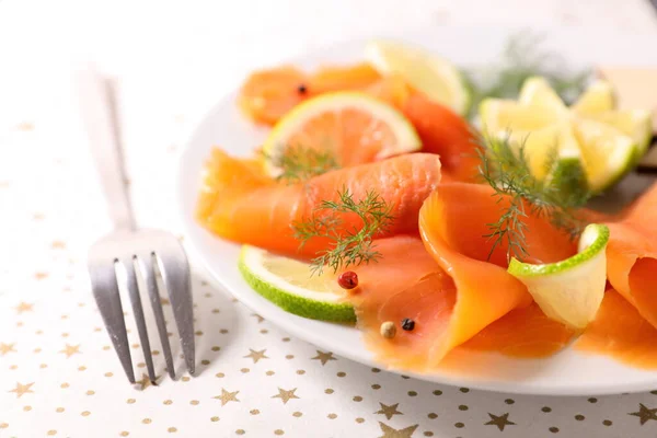 Smoked Salmon Lemon Dill — Stock Photo, Image