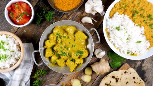 Ανάμικτα Ινδικά Πιάτα — Αρχείο Βίντεο