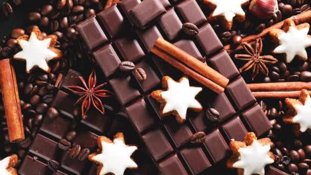 チョコレートバーコーヒースパイスジンジャーブレッドクッキー — ストック動画
