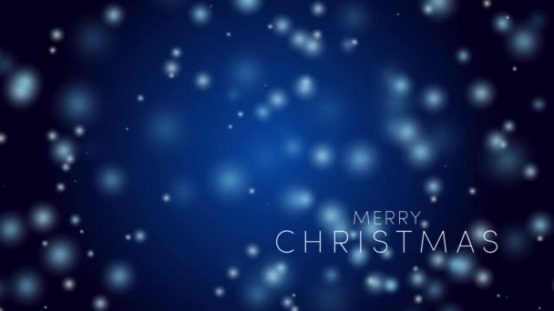 Mutlu Noeller Animasyon Mavi Gece Gökyüzü Düşen Kar Taneleri Parlayan — Stok video