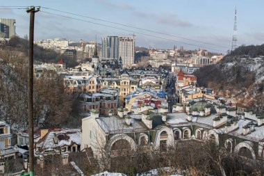 Bina dış cephe, şehir, cityscape, kiev, kar, sokak ışık, townscape, kış, mimari