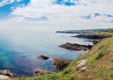 Sinemorets, Bulgaria.View Sinemorets Bulgaristan yakınındaki kıyılarının içinde Karadeniz'in plaj.
