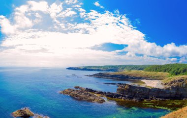 Sinemorets, Bulgaria.View Sinemorets Bulgaristan yakınındaki kıyılarının içinde Karadeniz'in plaj..