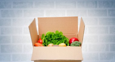 Sebze kutusu, teslimat kutusu. Taze meyve ve sebze .