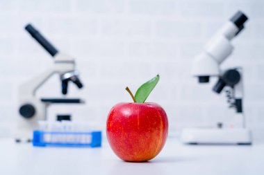 Yiyecek Tedarik Kimya Laboratuvarı. Laboratuvarda yiyecek, DNA modifiye edildi. Laboratuvarda genetik olarak değiştirilmiş gıdalar.,