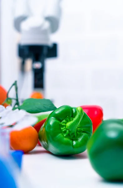 Laboratorio Químico de la Alimentación. Alimentos en laboratorio, ADN — Foto de Stock