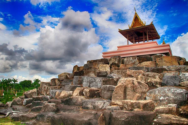 Thaïlande Grand Beau Parc Asiatique Maison Été Sur Une Pierre — Photo