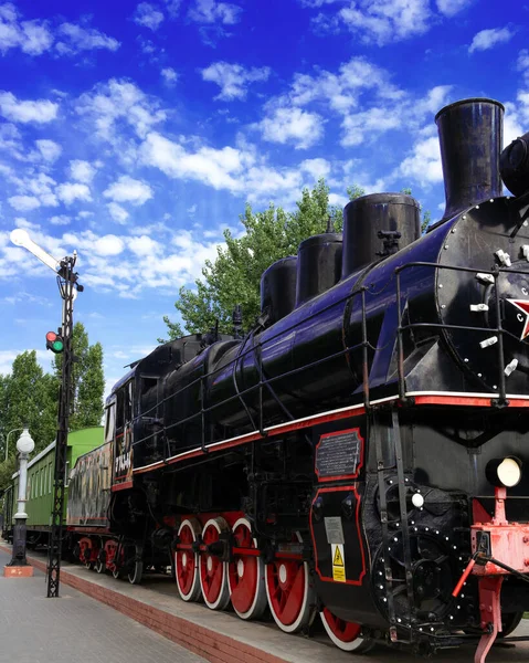 Historic Steam Train Passes Fields Volgograd Russia — Stock Photo, Image