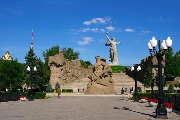 Volgograd Ryssland Mamajev Mound Memorial Complex Sommaren Royaltyfria Stockbilder