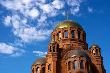 Volgograd, Rusya 'nın merkezindeki Ortodoks kilisesi. inşaat altında