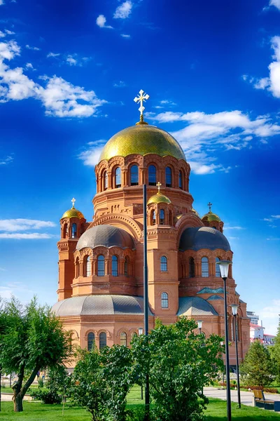 Igreja Ortodoxa Centro Volgogrado Rússia Construção — Fotografia de Stock