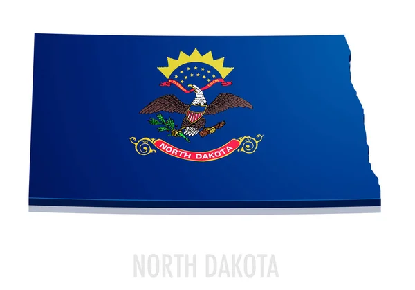 Kuzey Dakota Bir Harita Bayrak Eps10 Vektör Ile Ayrıntılı Gösteren — Stok Vektör