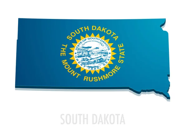 Güney Dakota Bir Harita Bayrak Eps10 Vektör Ile Ayrıntılı Gösteren — Stok Vektör