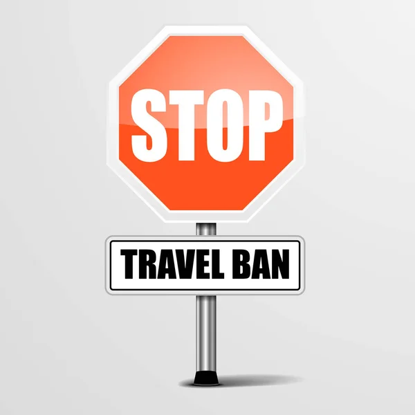 Detailed Illustration Red Stop Travel Ban Sign Eps10 Vector — Stock Vector