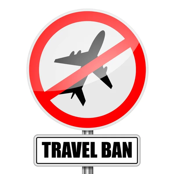Detailed Illustration Red Attention Travel Ban Sign Eps10 Vector — Stock Vector
