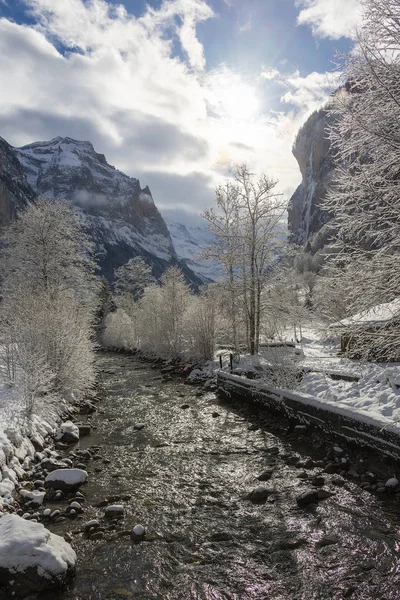 Prachtige Winter Landschap Zwitserse Alpen — Stockfoto